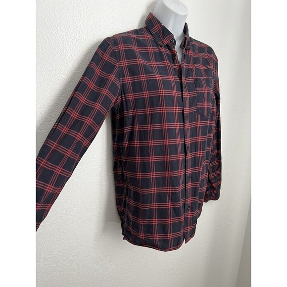 A.P.C. Cotton Flannel Shirt Men Blue Red Plaid Size XS Burton Front Classic - Picture 2 of 6